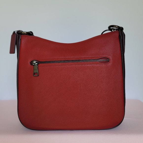 COACH Chaise Colorblock Pebbled Leather Crossbody-Brick Red Multi ⭐ - Picture 6 of 16